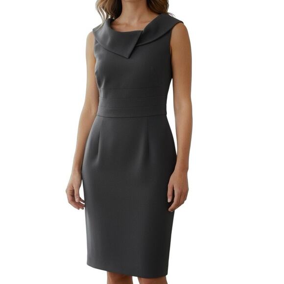 White House Black Market Black Jackie O Cowl-like Neckline Midi Dress - 4 - Picture 1 of 7